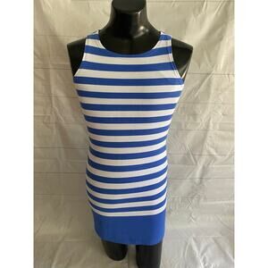 Joules Riva Round Neck Blue & White Striped Cotton Knit Dress Women’s Size 4